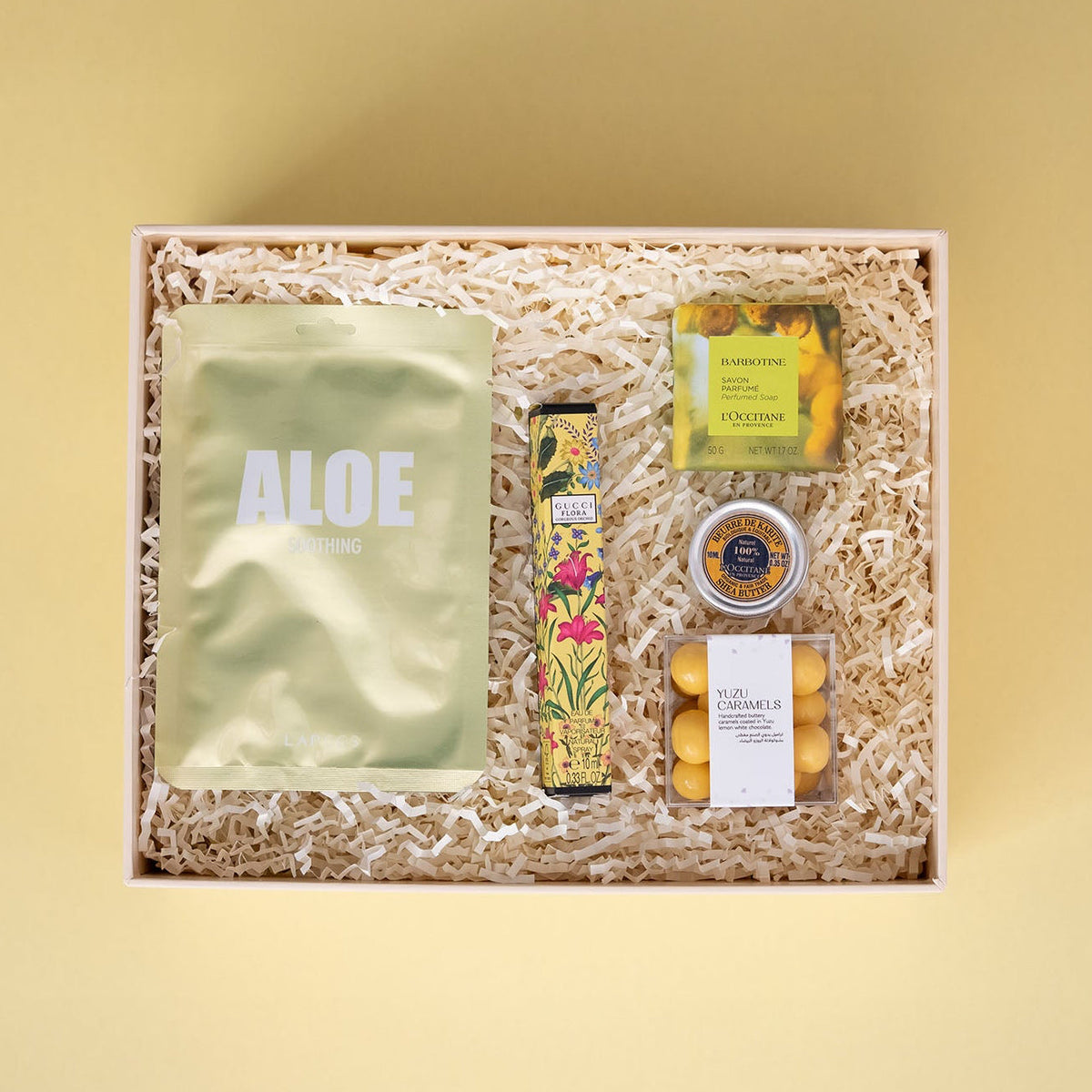 A body care gift box with botanical skincare products from BGIFT