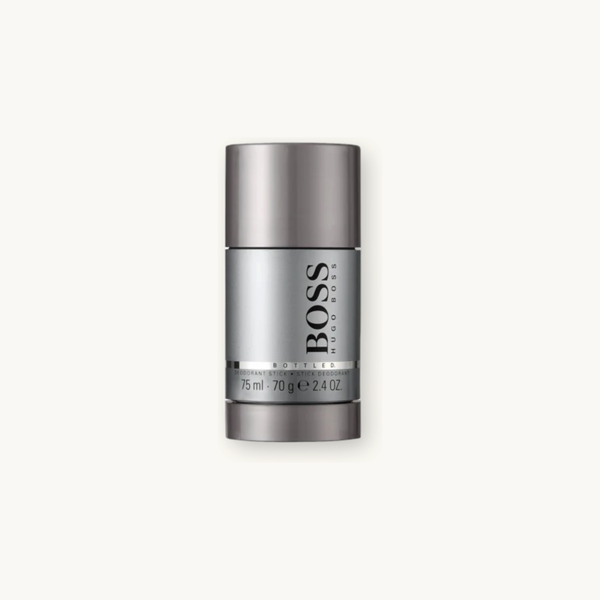 BGIFT BOSS HUGO BOSS Bottled deodorant stick in a sleek silver and grey 75ml twist-up container.