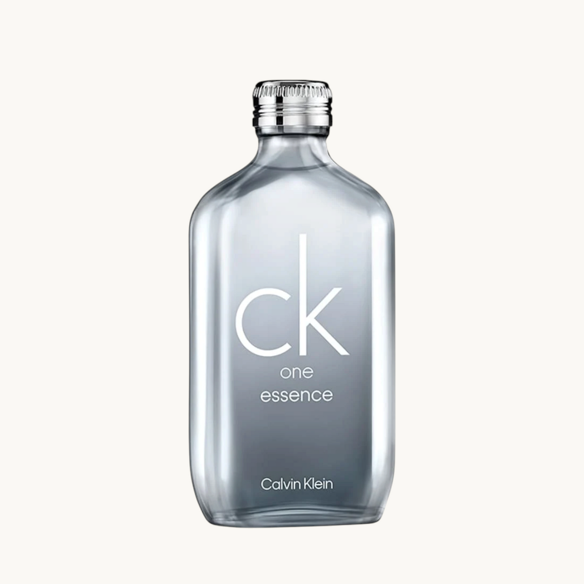 BGIFT Calvin Klein ck one essence Eau de Parfum in a sleek, minimalist glass bottle with a silver cap.