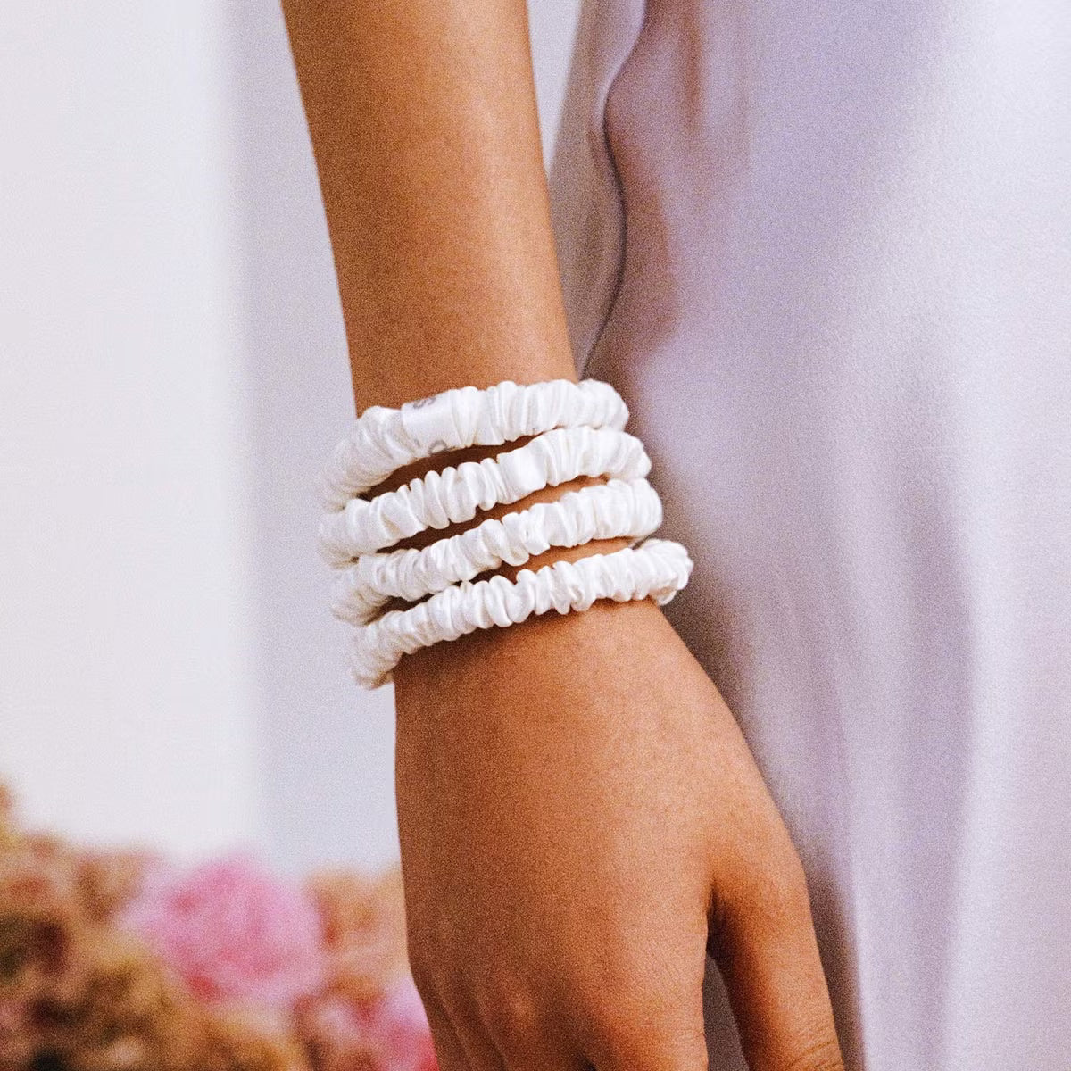 Silk Hair Scrunchie White | Essentials